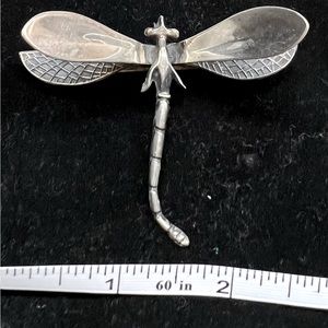 Sterling Silver Dragonfly Barrette Approx 3 In Across